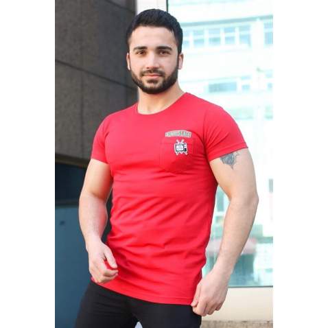 Madmext Red T-shirt for Men 3025 - Kırmızı