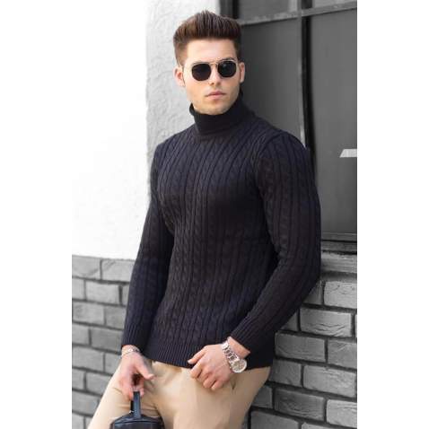 Madmext Black Jumper with Roll Neck 4654 - Siyah