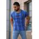 Madmext Blue Striped T-shirt for Men Mad4048 - Sax mavi