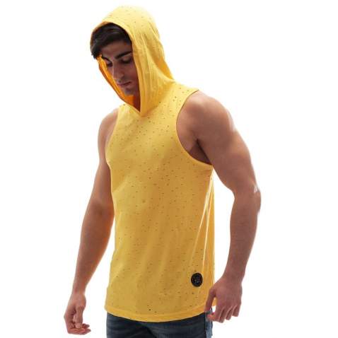 Sleeveless T-Shirt In Hooded Yellow 2893 - Sarı