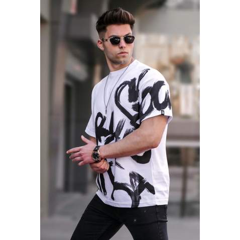 Madmext Men Designed White T-shirt 5811 - Beyaz