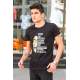 Madmext Black Printed T-shirt for Men 4016 - Siyah