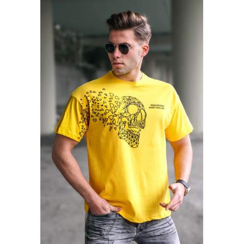 Madmext Yellow Printed T-shirt for Men 5251 - Sarı