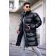 Men Black Long Puffer Jacket - Siyah