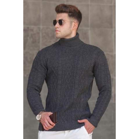 Madmext Men Turtleneck Anthracite Sweater 5166 - Antrasit