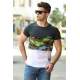 Madmext Dark Grey Camouflage T-shirt for Men 3003 - Siyah/ekru