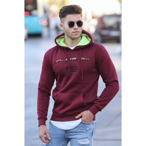 Madmext Claret Red Printed Sweatshirt 4389