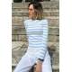 Women Crewneck Blue Striped Sweater - Mavi