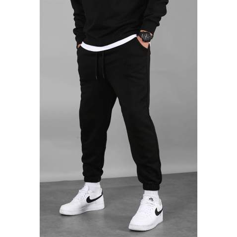 Men Black Basic Jogger Trousers - Siyah