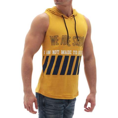 Madmext Men Yellow Tank Top Hoodie 2858 - Sarı