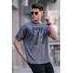 Men Printed Smoke Gray Oversize T-Shirt 5845 - Füme