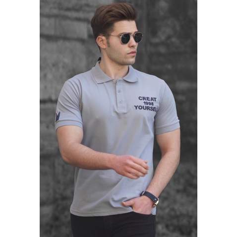 Madmext Men Gray Polo T-shirt 5247 - Gri