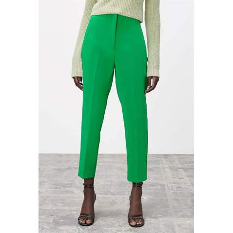 Mad Girls High Waist Green Trousers MG1331 - Yeşil