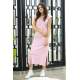 Mad Girls Mad Girls Soft Pink Shoulder Pad Slit Midi Dress MG357 - Pudra