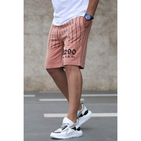 Madmext Soft Pink Striped Capri for Men 2909 - Pudra