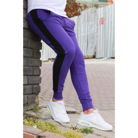 Mens Sweatpants In Striped Design Purple Color 2926 - Mor