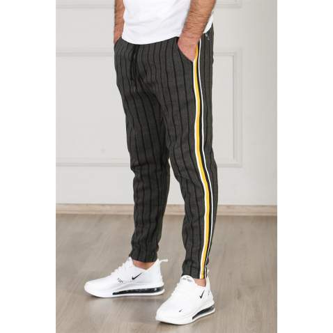 Madmext Khaki Striped Sweatpants 4205 - Haki