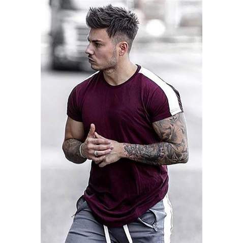 Madmext Maroon Striped T-shirt for Men 4100 - Bordo