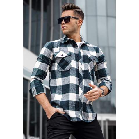 Madmext Men Green Plaid Shirt 5520 - Yeşil