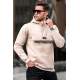 Madmext Beige Kangaroo Pocket Hooded Sweatshirt 4729 - Bej