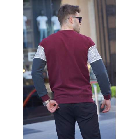 Navy Blue Designed Knitwear Sweater 5966 - Bordo