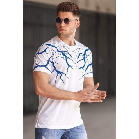 Madmext Men Printed White T-Shirt 5272 - Beyaz