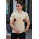 Madmext Men Striped Beige Polo T-shirt 5243 - Bej