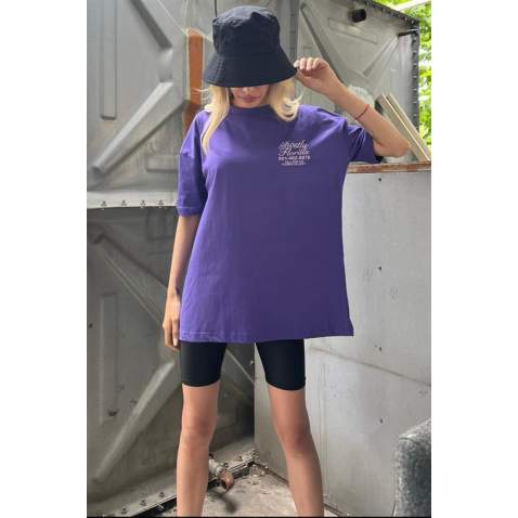 Purple Printed Oversize T-Shirt MG1513 - Mor