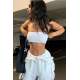 Mad Girls White Strapless Crop Top MG318 - Beyaz