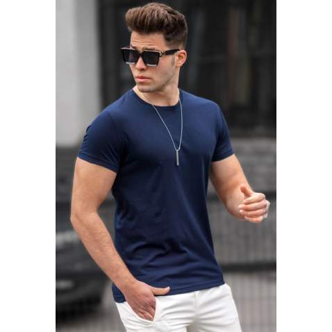 Madmext Men Basic Navy Blue T-shirt 3006 - Lacivert