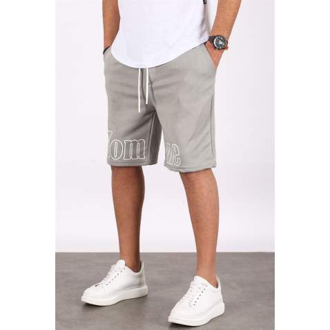 Madmext Men Printed Dye Gray Capri Shorts 5439 - Boyalı gri