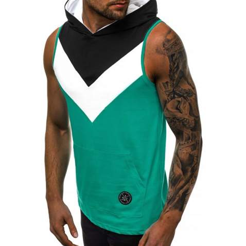 Madmext Men Sleeveless Green Hoodie 2897 - Yeşil