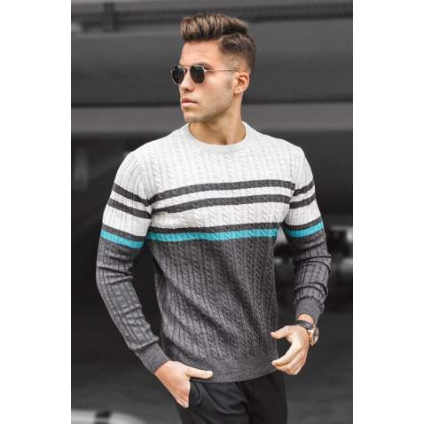 Madmext Gray Turtleneck Sweater For Men 5197 - Gri