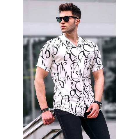 Madmext Men Designed White Shirt 5538 - Beyaz