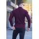 Maroon Mock Turtleneck Knitwear Sweater 5969 - Bordo