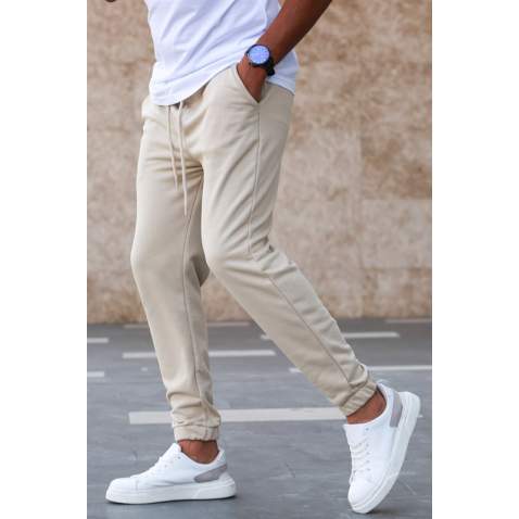 Madmext Men Plain Beige Sweatpants 5424 - Bej