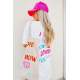 Women Printed Oversize White T-Shirt - Beyaz