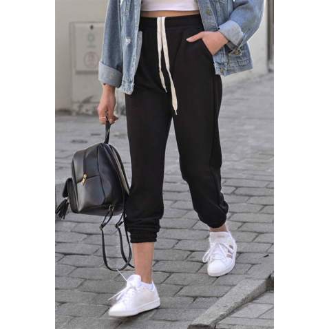 Mad Girls Basic Black Sweatpants MG304 - Siyah