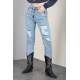 Mad Girls Ripped Blue Jeans Mom Wear MG1163 - Mavi