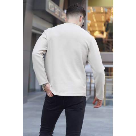 Beige Regular Fit Basic Sweatshirt 6023 - Bej