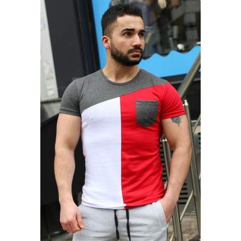 Madmext Red T-shirt with Pocket for Men 3015 - Kırmızı