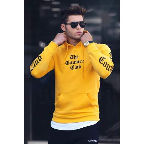 Madmext Men Hoodie Yellow Sweatshirt 2877 - Sarı