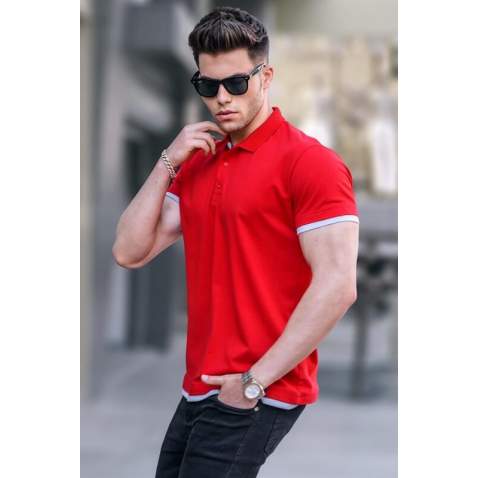 Men Basic Red Polo T-Shirt 5885 - Kırmızı