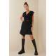 Women Black Basic Skirt Short - Siyah