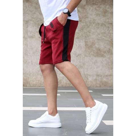 Madmext Maroon Striped Capri for Men 2919 - Bordo