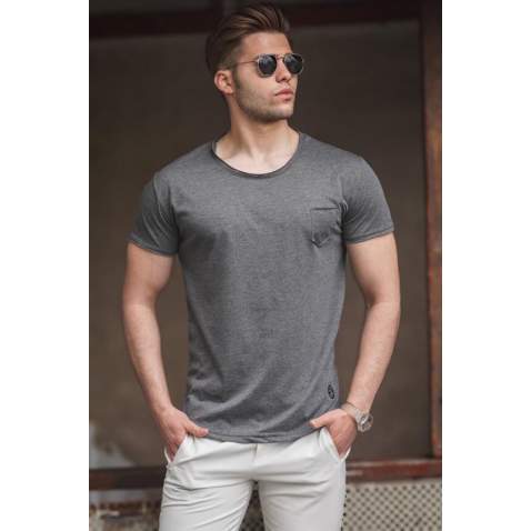 Madmext Men Front Pocket Anthracite T-shirt 4493 - Antrasit