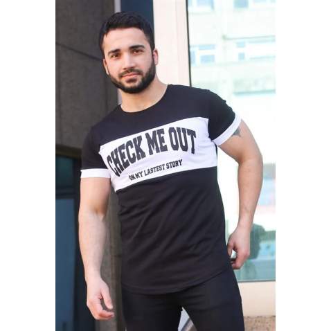 Madmext Black Printed T-shirt for Men 3013 - Siyah