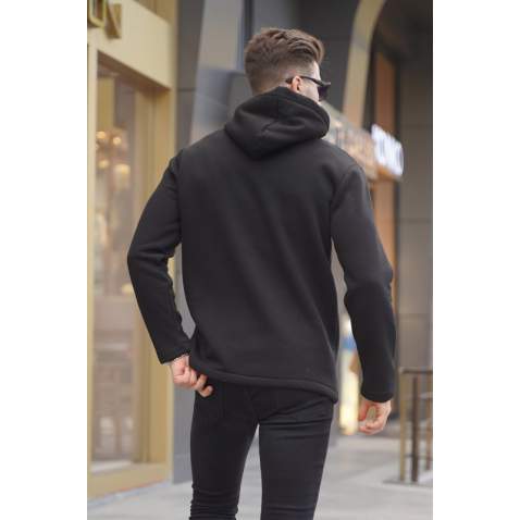 Black Basic Hoodie Sweatshirt 6005 - Siyah