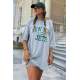 Women Printed Oversize Gray T-Shirt MG1226 - Gri