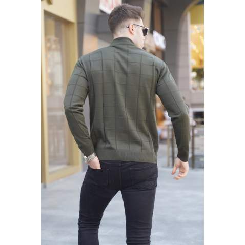 Khaki Mock Turtleneck Knitwear Sweater 5798 - Haki